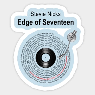 EDGE OF SEVENTEEN LYRICS ILLUSTRATIONS Sticker